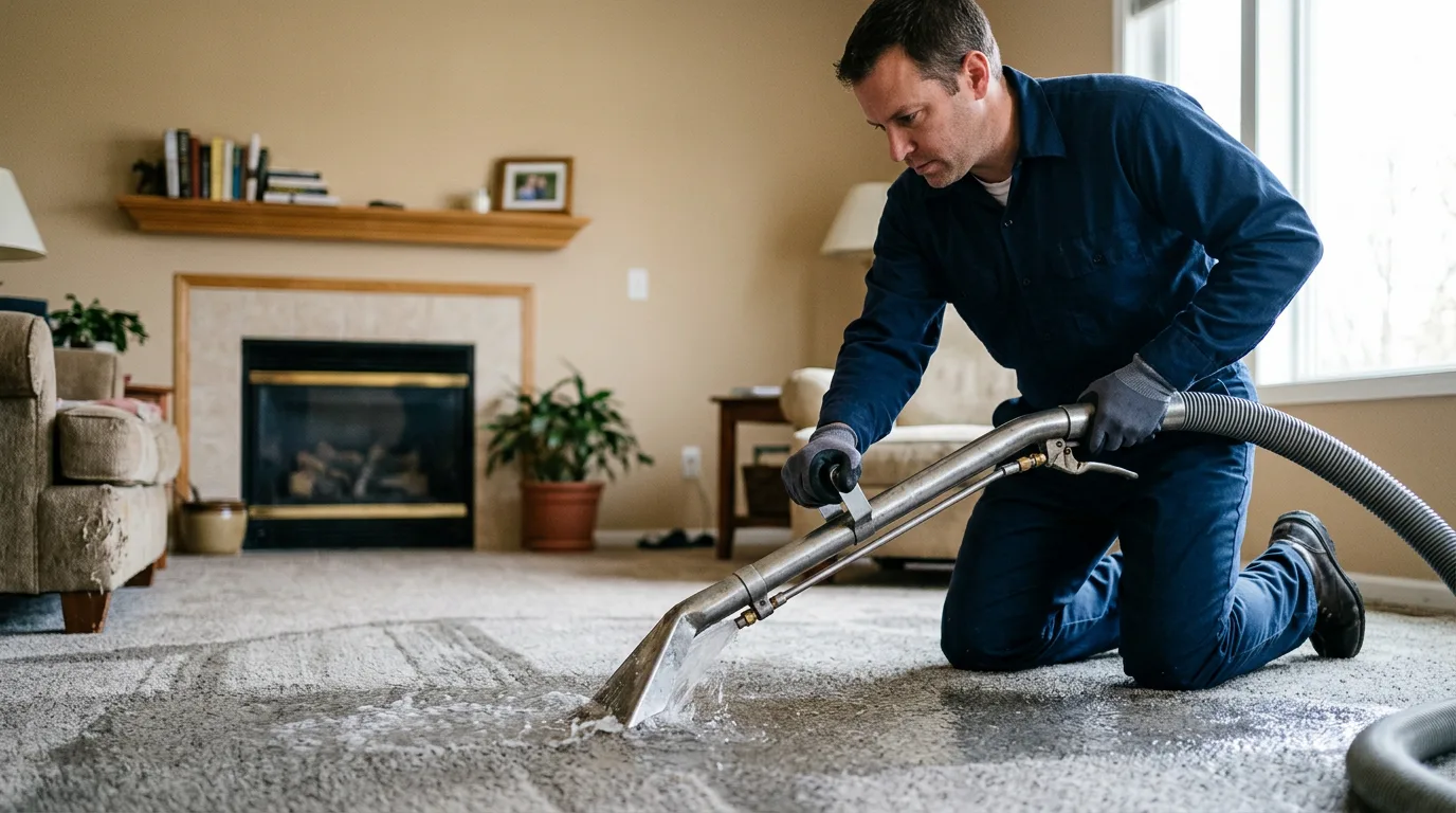 Water damage restoration technician working near Latham, KS